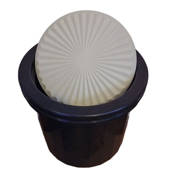 Vintage 70's Tupperware Ice Bucket Set Style 1683 1684 Dark Mocha Brown 3 Piece - Picture 4 of 9